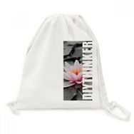 Dıythinker Pembe Çiçekler Kırmızı Lotus Kanvas İpli Sırt Çantası
