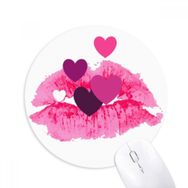 Dıythinker Pembe Dudak Kalpler Sevgililer Günü Baskılı Yuvarlak Kaymaz Kauçuk Mouse Pad