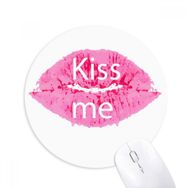 Dıythinker Pembe Dudak Kiss Me Sevgililer Günü Baskılı Yuvarlak Kaymaz Kauçuk Mouse Pad