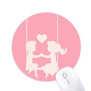 Dıythinker Pembe Erkek ve Kız Sevgililer Günü Aşk Baskılı Yuvarlak Kaymaz Kauçuk Mouse Pad