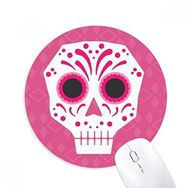 Dıythinker Pembe Gözlü Kafatası Meksika Ulusal Kültür İllüstrasyonu Baskılı Yuvarlak Kaymaz Kauçuk Mouse Pad