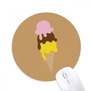 Dıythinker Pembe Kahverengi Sarı Tatlı Dondurma Baskılı Yuvarlak Kaymaz Kauçuk Mouse Pad