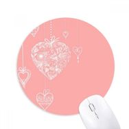 Dıythinker Pembe Kalp Çiçekler Sevgililer Günü Baskılı Yuvarlak Kaymaz Kauçuk Mouse Pad