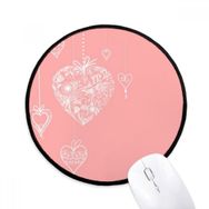 Dıythinker Pembe Kalp Çiçekler Sevgililer Günü Yuvarlak Kaymaz Mouse Pad