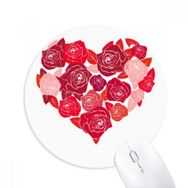 Dıythinker Pembe Kalp Şekilli Güller Sevgililer Günü Baskılı Yuvarlak Kaymaz Kauçuk Mouse Pad