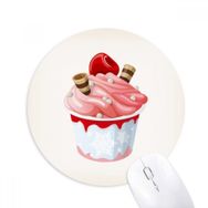 Dıythinker Pembe Kiraz Lezzeti Tatlı Dondurma Baskılı Yuvarlak Kaymaz Kauçuk Mouse Pad