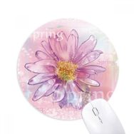 Dıythinker Pembe Suluboya Krizantem Çiçek Bitki Baskılı Yuvarlak Kaymaz Kauçuk Mouse Pad