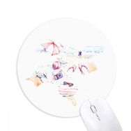 Dıythinker Plaj Deniz Bumbersull Suluboya Resim Baskılı Yuvarlak Kaymaz Kauçuk Mouse Pad