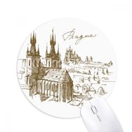 Dıythinker Prag Meydanı Çek Cumhuriyeti Simgesi Baskılı Yuvarlak Kaymaz Kauçuk Mouse Pad