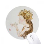 Dıythinker Pretty Girl Butterfly Çin Tablo Baskılı Yuvarlak Kaymaz Kauçuk Mouse Pad