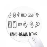 Dıythinker Priz Şarj Kablosu Desenli Baskılı Yuvarlak Kaymaz Kauçuk Mouse Pad