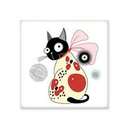Dıythinker Protect Animal Pet Lover Çizgi Film Sevimli Fiyonk Kedi Dekorasyon 10x10 cm Seramik Karo