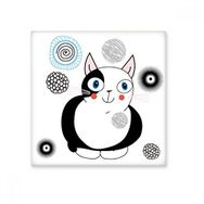 Dıythinker Protect Animal Pet Lover Çizgi Film Sevimli Şişman Kedi İllüstrasyonu Seramik Bisque Fayans Dekorasyon 10x10 cm Seramik Karo