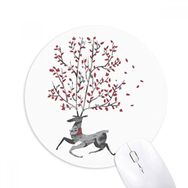 Dıythinker Ren Geyiği Noel Sanatsal Efekt El Boyaması Baskılı Yuvarlak Kaymaz Kauçuk Mouse Pad