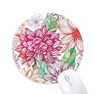 Dıythinker Renk Dekorasyon Çiçek Bitki Ponpon Baskılı Yuvarlak Kaymaz Kauçuk Mouse Pad