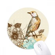 Dıythinker Renkli Kalem Kuşlar Çiçekler Baskılı Yuvarlak Kaymaz Kauçuk Mouse Pad