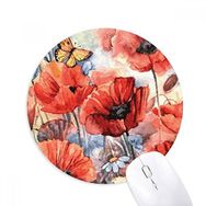 Dıythinker Renkli Kelebek Çiçekli Baskılı Yuvarlak Kaymaz Kauçuk Mouse Pad