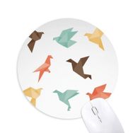 Dıythinker Renkli Kuş Soyut Origami Desenli Baskılı Yuvarlak Kaymaz Kauçuk Mouse Pad