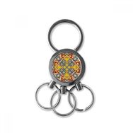 Dıythinker Renkli Modern Barok Sanat Çiçek Yaprağı Paralel Tekrarı İllüstrasyon Desen Metal Anahtarlık