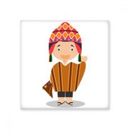Dıythinker Renkli Şapka Peru Karikatür 10x10 cm Seramik Karo