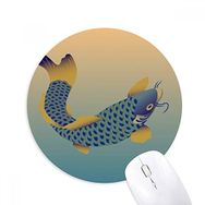 Dıythinker Resim Kültürü Mavi Balık Baskılı Yuvarlak Kaymaz Kauçuk Mouse Pad