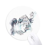 Dıythinker Ruined Roma Mimari Suluboya Resim Baskılı Yuvarlak Kaymaz Kauçuk Mouse Pad