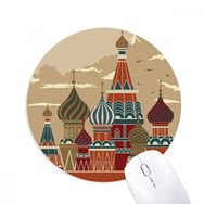 Dıythinker Rusya Katedral Binası Kırmızı Kare Baskılı Yuvarlak Kaymaz Kauçuk Mouse Pad