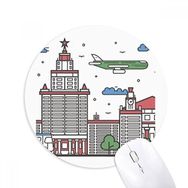 Dıythinker Rusya Şehir Ulusal Sembol Desenli Baskılı Yuvarlak Kaymaz Kauçuk Mouse Pad