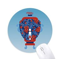Dıythinker Rusya Ulusal Sembollü Vazo Desenli Baskılı Yuvarlak Kaymaz Kauçuk Mouse Pad