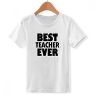 DIYthinker S Beyaz Boys' Best Teacher Ever Alıntı Festival Bisiklet Yaka Tişört