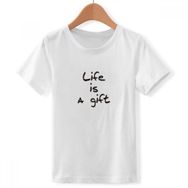 DIYthinker S Beyaz Boys' Life is A Inspirational Quote Sözler Bisiklet Yaka Tişört