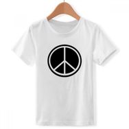 DIYthinker S Beyaz Erkek Barış Sembolü Nuclear Anti-War-Desen Yuvarlak Yaka Tişört