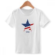 DIYthinker S Beyaz Erkek Çocuk Amerika Yıldız Bayrağı ABD Desen Bisiklet Yaka Tişört