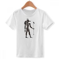 DIYthinker S Beyaz Erkek Çocuk Antik Mısır Anubis Totem Fresko Bisiklet Yaka Tişört
