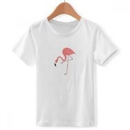 DIYthinker S Beyaz Erkek Çocuk Ayakta Flamingo Desenli Bisiklet Yaka Tişört