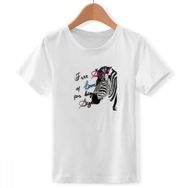 DIYthinker S Beyaz Erkek Çocuk Basit Zebra Resimli Harf Hayvan Bisiklet Yaka Tişört