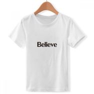DIYthinker S Beyaz Erkek Çocuk Believe Word İlham Verici Alıntı Sözler Bisiklet Yaka Tişört