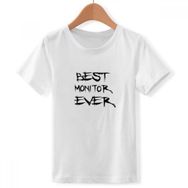 DIYthinker S Beyaz Erkek Çocuk Best Moniter Ever Mezuniyet Sezonu Bisiklet Yaka Tişört