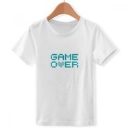 DIYthinker S Beyaz Erkek Çocuk Blue Game Over Pixel Bisiklet Yaka Tişört