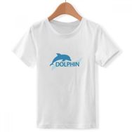DIYthinker S Beyaz Erkek Çocuk Blue Ocean Docile Dolphin Illustrate Bisiklet Yaka Tişört