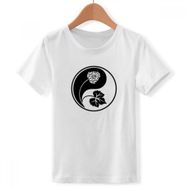 DIYthinker S Beyaz Erkek Çocuk Budizm Din Yin-Yang Çiçek Desenli Bisiklet Yaka Tişört