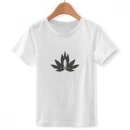 DIYthinker S Beyaz Erkek Çocuk Budizm Lotus Çin Desenli Bisiklet Yaka Tişört