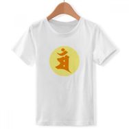 DIYthinker S Beyaz Erkek Çocuk Budizm Sanskrit Mam Yuvarlak Desen Bisiklet Yaka Tişört