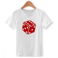 DIYthinker S Beyaz Erkek Çocuk Casino Kırmızı Dice Illustration Desen Yuvarlak Yaka Tişört