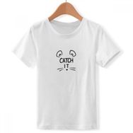 DIYthinker S Beyaz Erkek Çocuk Catch It Mouse Face Kendin Yap Tasarım Bisiklet Yaka Tişört