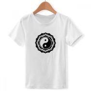 DIYthinker S Beyaz Erkek Çocuk Çin Taichi Sekiz Diyagram Desenli Bisiklet Yaka Tişört