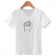 DIYthinker S Beyaz Erkek Çocuk Clenched Jesture Line Çizim Deseni Bisiklet Yaka Tişört