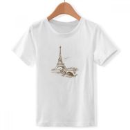 DIYthinker S Beyaz Erkek Çocuk Eyfel Kulesi Paris Fransa Bisiklet Yaka Tişört