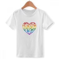 DIYthinker S Beyaz Erkek Çocuk Gökkuşağı Modelleme Kalp LGBT Crew Boyun Tişört