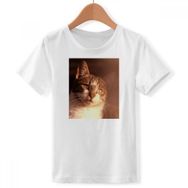 DIYthinker S Beyaz Erkek Çocuk Hayvan Duygusal Kedi Simpol Shoot Bisiklet Yaka Tişört